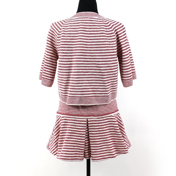 Chanel Red White Striped Knit Boxy Sweater Mini Skirt 36 Matching Outfit S NEW - Picture 6 of 9